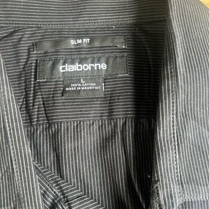 Claiborne Charcoal Pinstripe Slim Fit Shirt